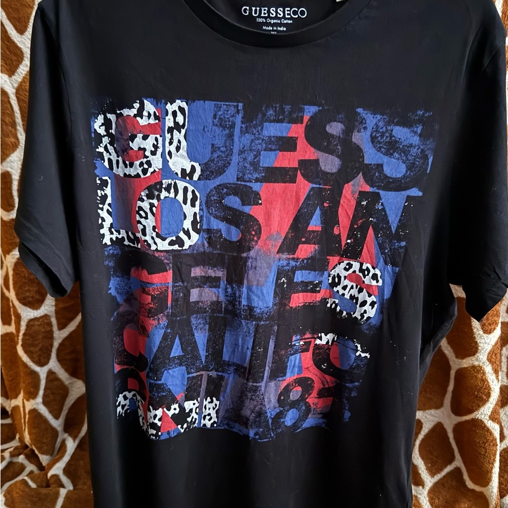 GUESS Eco Black and Blue Graphic Tee